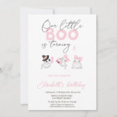 キュートウォーター色幽霊ハロウィーン誕生日 招待状 (正面)