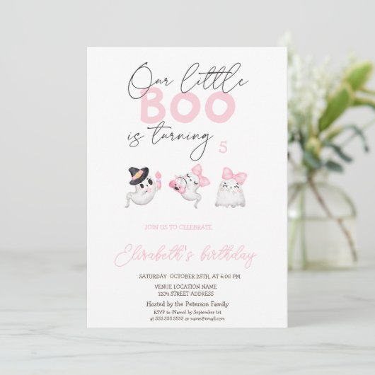 キュートウォーター色幽霊ハロウィーン誕生日 招待状 (スタンド正面)