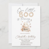 キュートウォーター色幽霊ブハロウィーン誕生日 招待状 (正面)