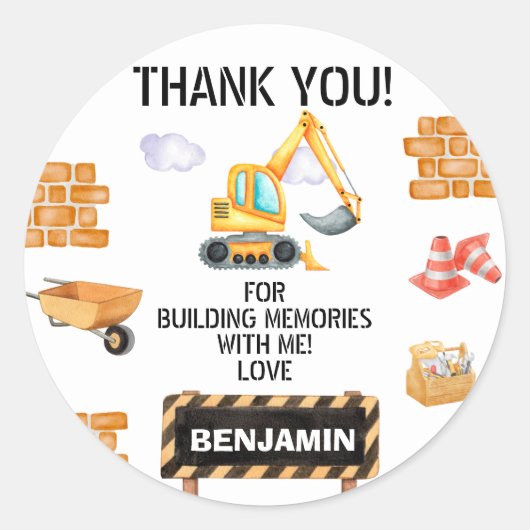 キュートウォーター色建築誕生日 ラウンドシール (正面)