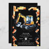 キュートウォーター色建築誕生日 招待状 (正面/裏面)