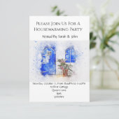 キュートウォーター色引っ越し祝いパーティーパーティの招待状 招待状 (スタンド正面)