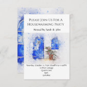 キュートウォーター色引っ越し祝いパーティーパーティの招待状 招待状 (正面/裏面)