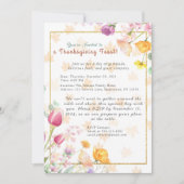 キュートウォーター色金ゴールドフローラ感謝祭 招待状 (正面)