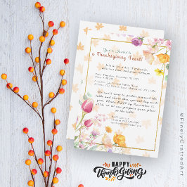 キュートウォーター色金ゴールドフローラ感謝祭 招待状