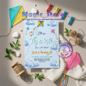 キュートウォーター飛んでいるカラー凧誕生日 招待状