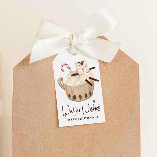 キュートウォーミングズ雪だるまホットココアホリデー ギフトタグ