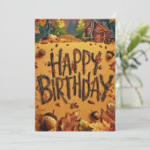 キュートウォーミングフォレスト秋秋ハッピーバースデー カード (スタンド正面)