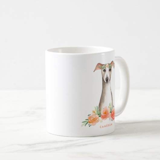 キュートウオーターカラーウィッパーピーチフローラ コーヒーマグカップ (正面右)