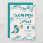 キュートウカンルアウ（ハワイ式宴会）熱帯鳥誕生日夏の請求書 招待状 (正面/裏面)