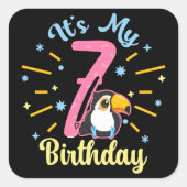 キュートウカン7誕生日7歳誕生少女 スクエアシール (正面)