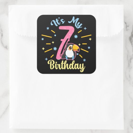 キュートウカン7誕生日7歳誕生少女 スクエアシール (バッグ)