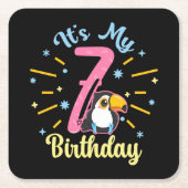 キュートウカン7誕生日7歳誕生少女 スクエアペーパーコースター (正面)