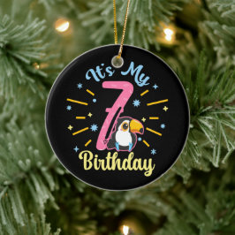 キュートウカン7誕生日7歳誕生少女 セラミックオーナメント