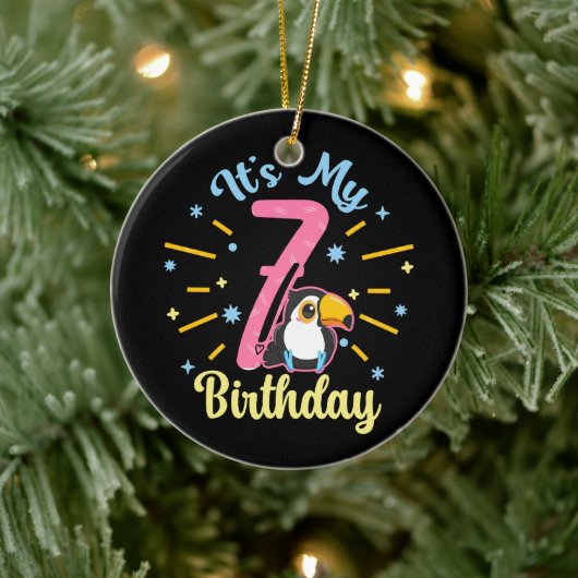 キュートウカン7誕生日7歳誕生少女 セラミックオーナメント (ツリー)