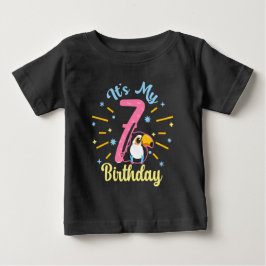 キュートウカン7誕生日7歳誕生少女 ベビーTシャツ