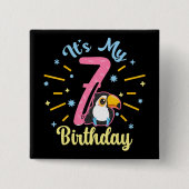 キュートウカン7誕生日7歳誕生少女 缶バッジ (正面)