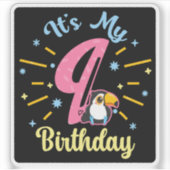 キュートウカン9誕生日89歳誕生女の子 シール (正面)