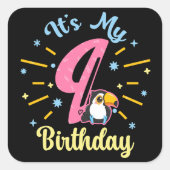 キュートウカン9誕生日89歳誕生女の子 スクエアシール (正面)