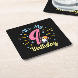 キュートウカン9誕生日89歳誕生女の子 スクエアペーパーコースター