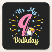 キュートウカン9誕生日89歳誕生女の子 スクエアペーパーコースター (正面)