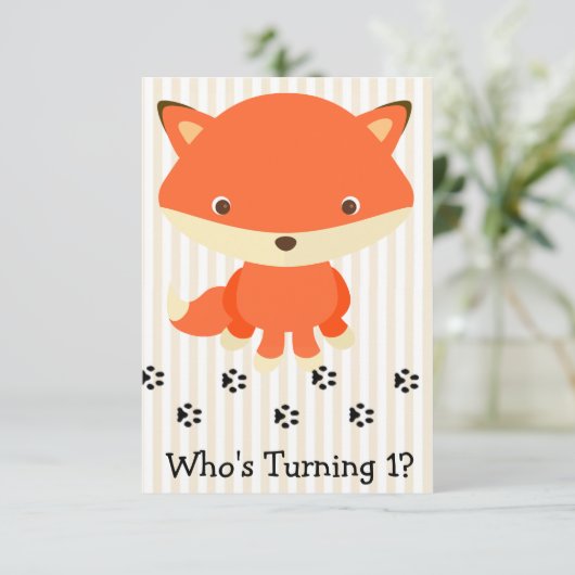 キュートウッドランズキツネ1st誕生日パーティの招待状 招待状 (スタンド正面)