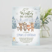 キュートウッドランドアニマルズウィンターオンダーランド誕生日 招待状 (スタンド正面)