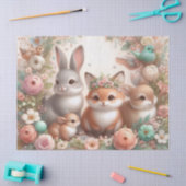 キュートウッドランドアニマルズフローラティッシュペーパー 薄葉紙 (クラフト)