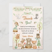 キュートウッドランドアニマルズ誕生日サンキューカード 招待状 (正面)