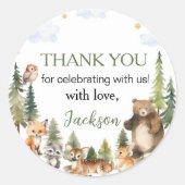 キュートウッドランドアニマルズ誕生日 ラウンドシール (正面)