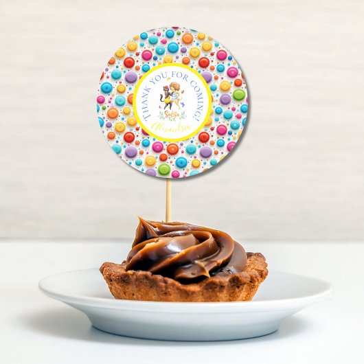 キュートウッドランドアニマルパーティーライオンズ踊りサルサ ラウンドシール