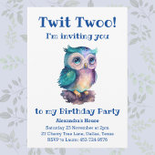 キュートウッドランドキッズフクロウ誕生日 招待状