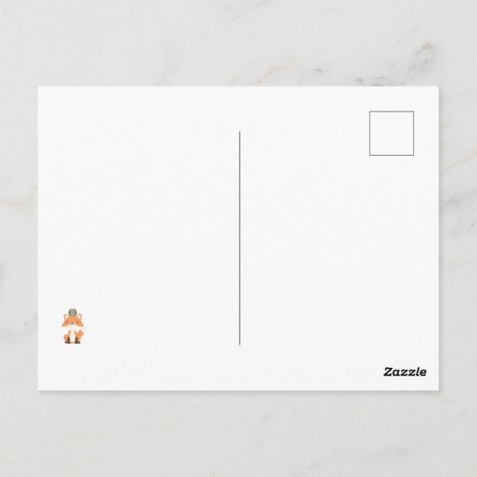 キュートウッドランドキツネとフクロウおめでとう生まれたばかりのベビー ポストカード (裏面)