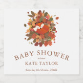 キュートウッドランドキツネキューブベビーシャワー スパークリングワインラベル (シングルラベル)