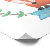 キュートウッドランドキツネスケッチベビー子供部屋ルームデコール ポスター (角)