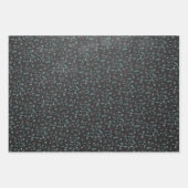 キュートウッドランドキツネブラッククリスマス ラッピングペーパーシート (正面3)