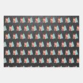 キュートウッドランドキツネブラッククリスマス ラッピングペーパーシート (正面2)