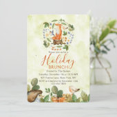 キュートウッドランドキツネホリデーブランチ素朴ウォーターカラー 招待状 (スタンド正面)