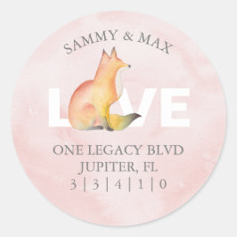 キュートウッドランドキツネ差出人住所封筒用シール ラウンドシール