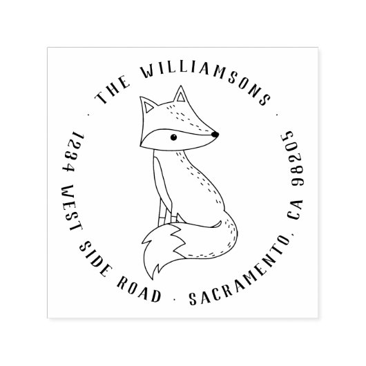 キュートウッドランドキツネ素朴タイポグラフィ差出人住所 セルフインキングスタンプ (デザイン)