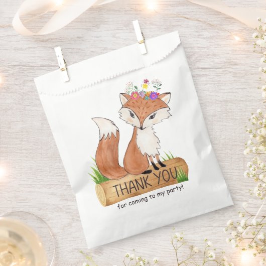 キュートウッドランドキツネ誕生日サンキューオファーメントバッグ フェイバーバッグ (クリップ留めされた状態)