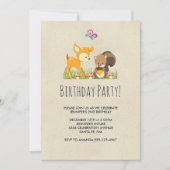 キュートウッドランドクリーチャーズマンガスケッチ誕生日 招待状 (正面)