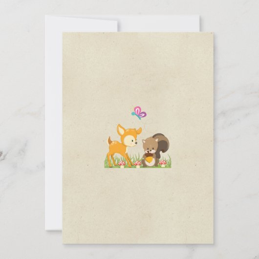 キュートウッドランドクリーチャーズマンガスケッチ誕生日 招待状 (裏面)