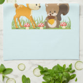 キュートウッドランドクリーチャーマンガイラストレーション キッチンタオル (折り畳み)