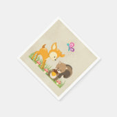 キュートウッドランドクリーチャーマンガイラストレーション スタンダードカクテルナプキン (角)