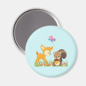 キュートウッドランドクリーチャーマンガイラストレーション マグネット (正面/裏面)