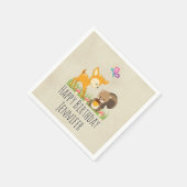 キュートウッドランドクリーチャーマンガ誕生日 スタンダードカクテルナプキン (角)