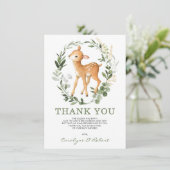 キュートウッドランドディアフォレストグリーンベビー子鹿 サンキューカード (スタンド正面)