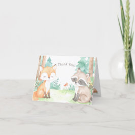 キュートウッドランドベビーシャワーテーマ招待状 サンキューカード