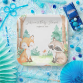 キュートウッドランドベビーシャワーテーマ招待状 ペーパープレート (パーティー)